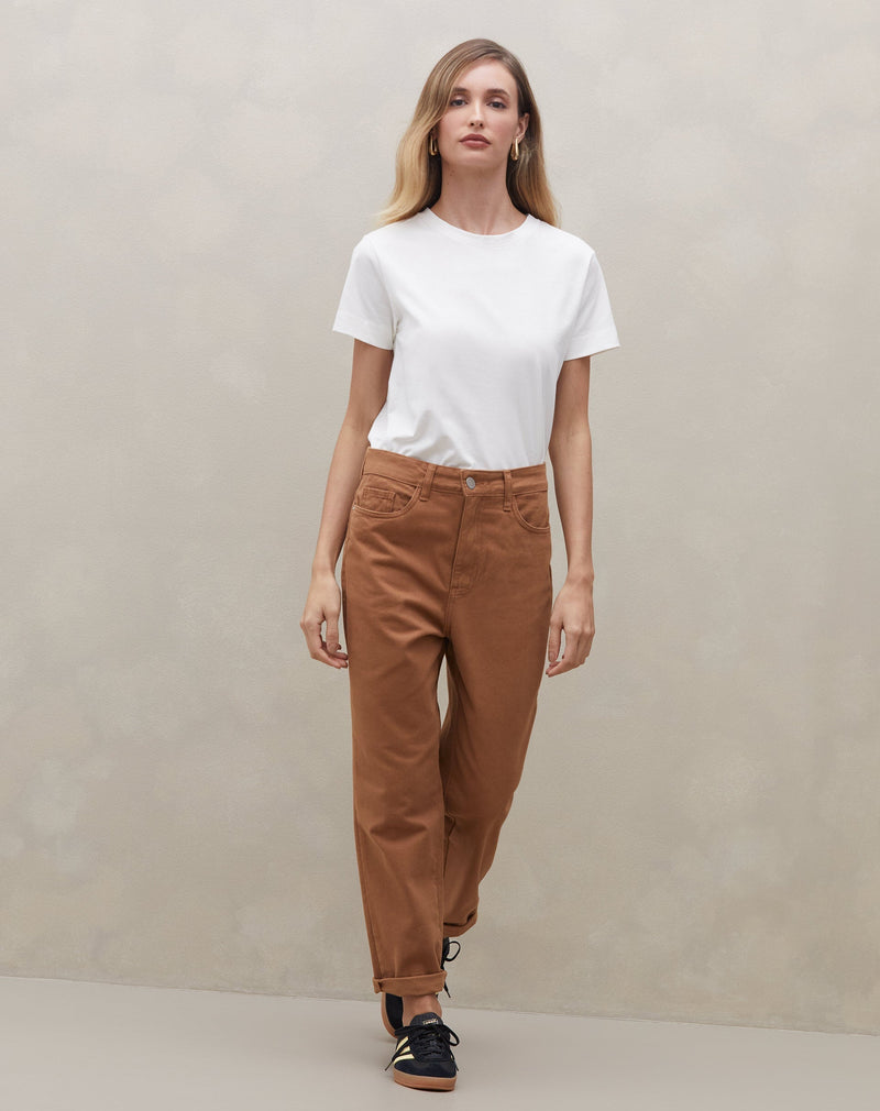 Camiseta Gola Careca de Malha - Off-white