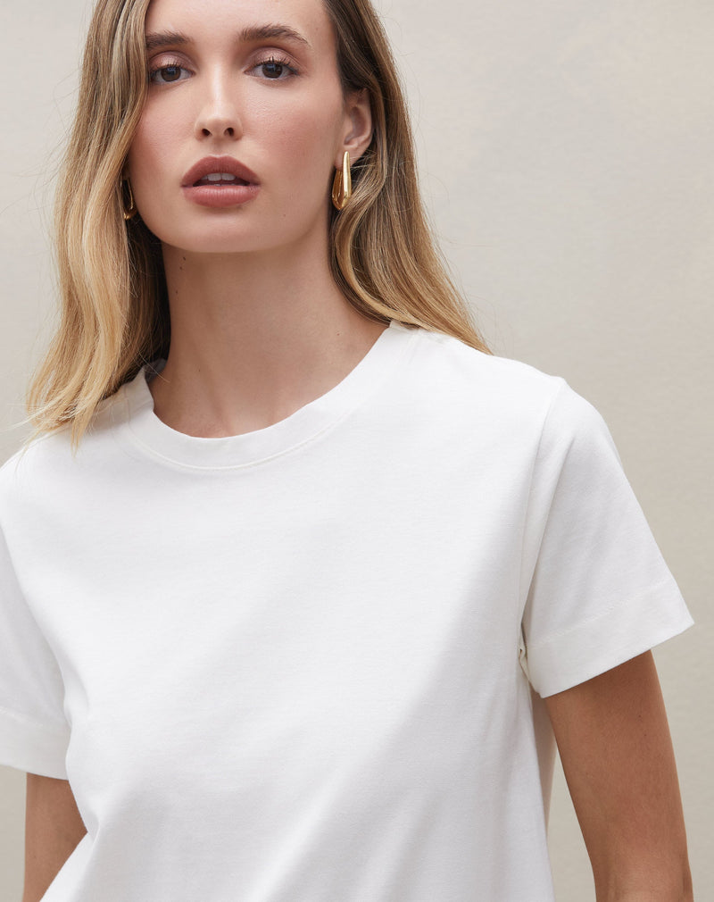 Camiseta Gola Careca de Malha - Off-white