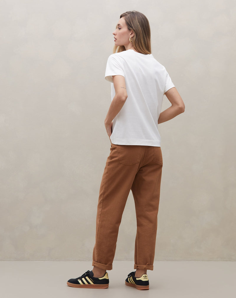 Camiseta Gola Careca de Malha - Off-white