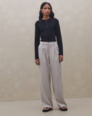 Blusa Manga Longa Gola Polo de Tricot - Preto