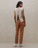 Blusa com Costas Transpassadas de Tricot - Bege