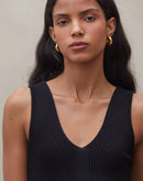 Blusa Decote V de Tricot - Preto