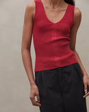 Blusa Decote V de Tricot - Cereja