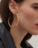 Brinco Argola Martelada Folheado - Dourado