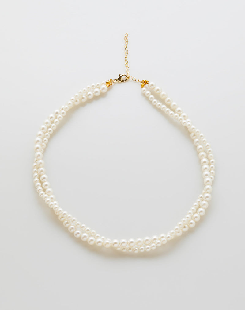 Colar Duplo de Pérolas - Dourado