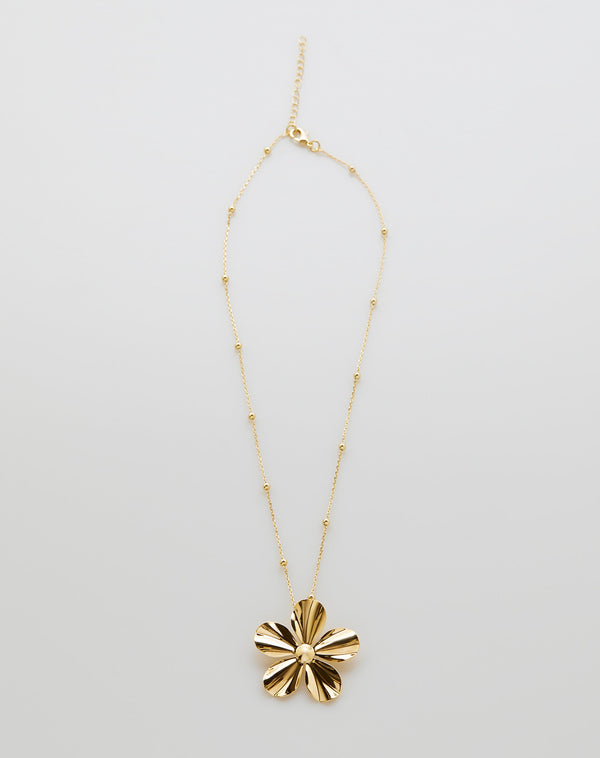 Colar com Pingente de Flor Folheado - Dourado