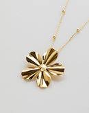 Colar com Pingente de Flor Folheado - Dourado