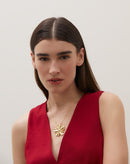 Colar com Pingente de Flor Folheado - Dourado