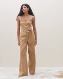 Macacão com Faixa de Sarja - Caramelo