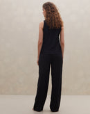 Regata Decote V de Malha Canelada - Preto