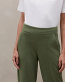 Calça Cintura Alta de Moletom  - Verde Militar