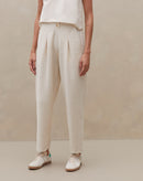 Calça Cintura Alta de Malha Texturizada - Natural