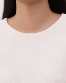 Vestido Mídi com Recorte Assimétrico de Malha Canelada - Bege