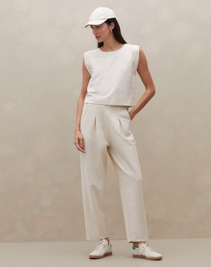 Regata Quadrada de Malha Texturizada - Natural