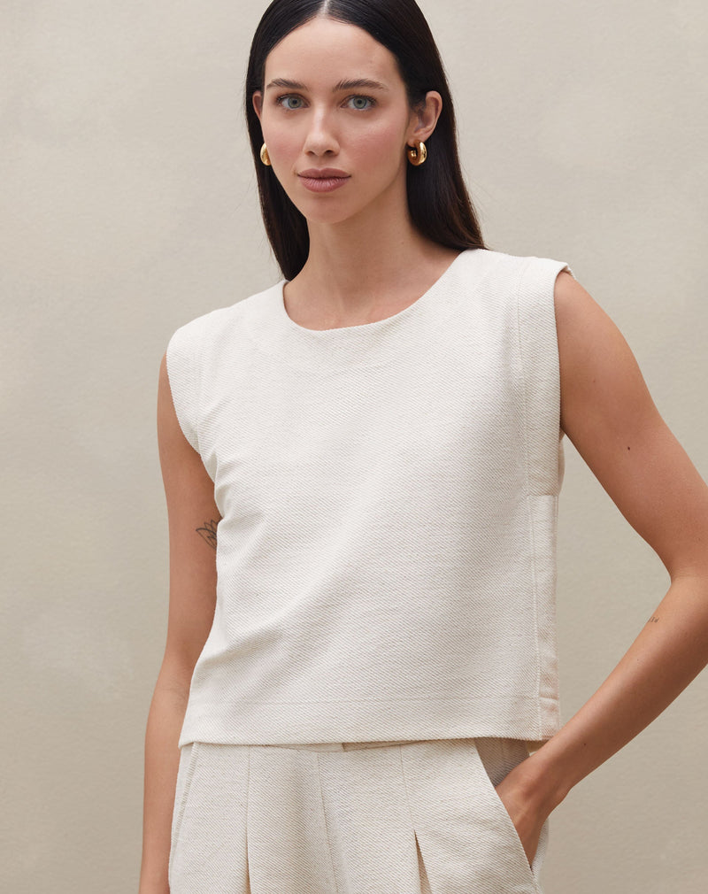 Regata Quadrada de Malha Texturizada - Natural