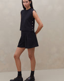 Shorts Cintura Alta de Malha - Preto