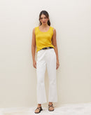 Regata Tricot Decote U Texturizada - Amarelo