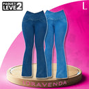 [Pague 2, Leve 3] Calça Jeans Feminina Lady Flare de Cintura Alta em Algodão e Poliéster