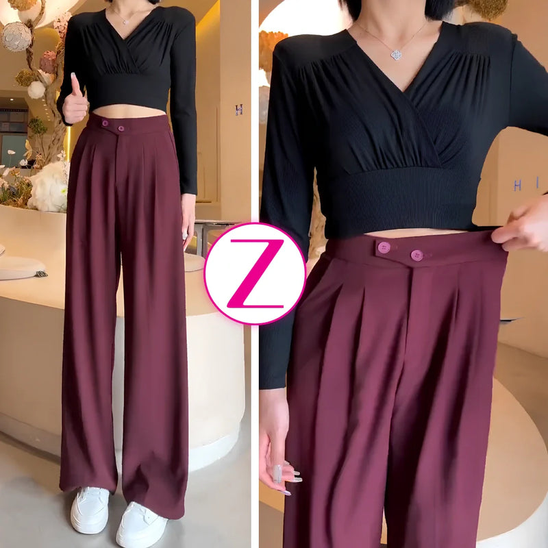 [Pague 2, Leve 3] Calça de Alfaiataria Pantalona Selina com Cintura Alta em Poliéster e Elastano