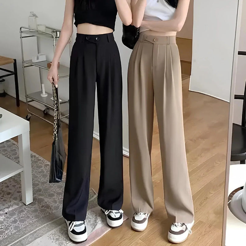 [Pague 2, Leve 3] Calça de Alfaiataria Pantalona Selina com Cintura Alta em Poliéster e Elastano