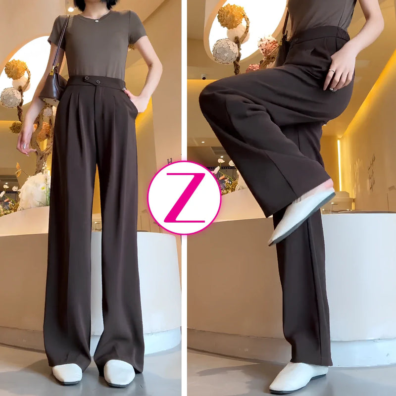 [Pague 2, Leve 3] Calça de Alfaiataria Pantalona Selina com Cintura Alta em Poliéster e Elastano