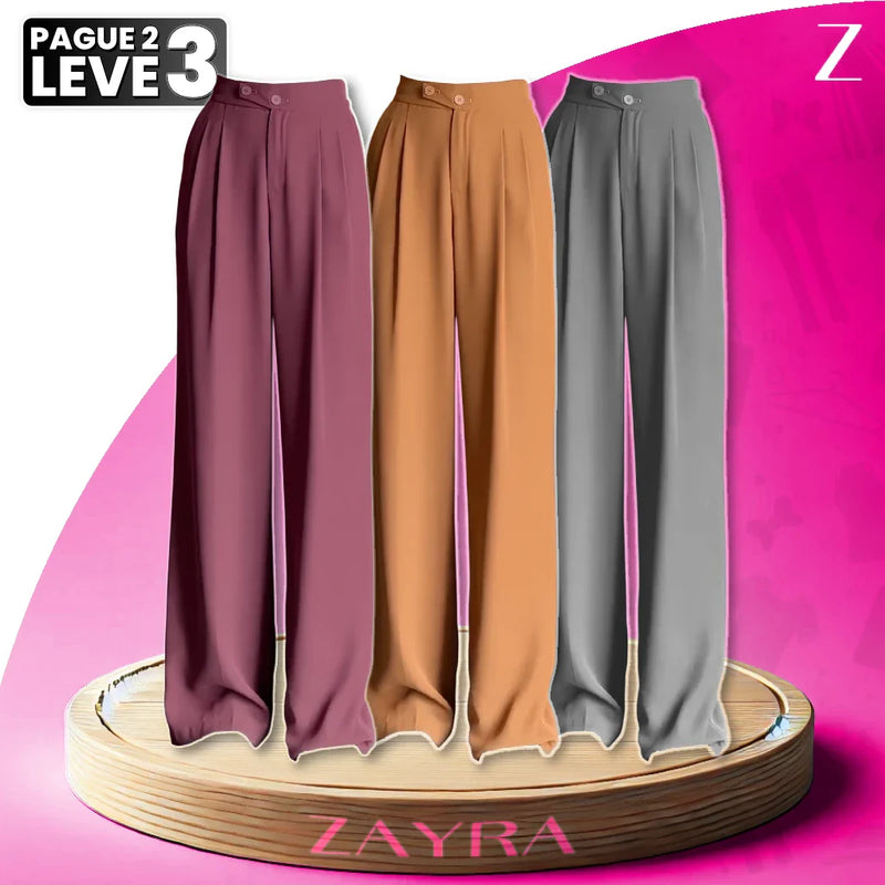 [Pague 2, Leve 3] Calça de Alfaiataria Pantalona Selina com Cintura Alta em Poliéster e Elastano