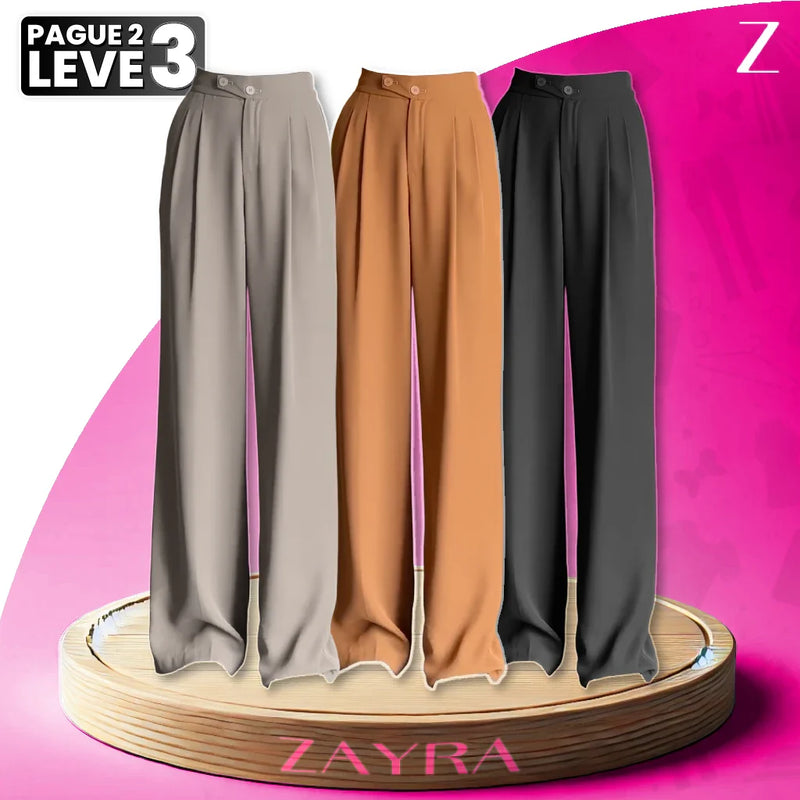 [Pague 2, Leve 3] Calça de Alfaiataria Pantalona Selina com Cintura Alta em Poliéster e Elastano
