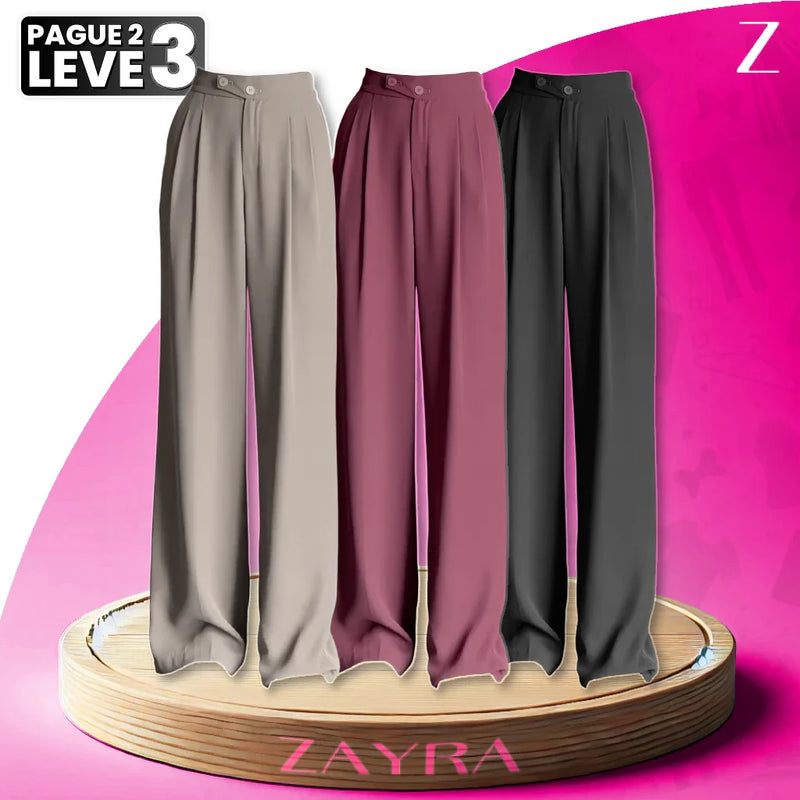 [Pague 2, Leve 3] Calça de Alfaiataria Pantalona Selina com Cintura Alta em Poliéster e Elastano