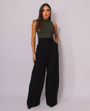 [Pague 2, Leve 3] Calça Social Feminina Alina com Cintura Alta de Alfaiataria em Poliéster e Algodão