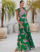 [Pague 1, Leve 2] Conjunto Luna Floral com Maiô e Saia em Poliéster e Elastano com Alças Ajustáveis